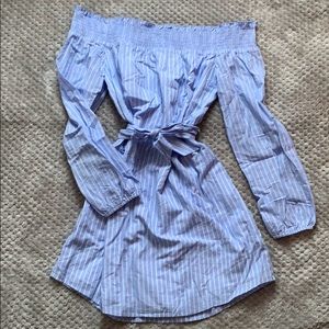 Express off the shoulder tie waist dress